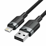 Lightning USB kaabel - Vention - 1 M - Must - Kiire laadimine - Nailonist punutud - 480 Mbps - 12 W - USB T&uuml;&uuml;p A kuni Lightning