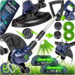 Aku murutrimmer WUBER SHARE+SYSTEM, 20 V, 2x 2,0 Ah, 8800 p/min, 3 l&otilde;ikepead, reguleeritav pikkus, rattad, terad, traat