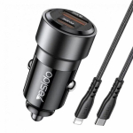 Yesido Y54" 60 W kiirlaadimisega autolaadija Type-C - Lightning kaabliga