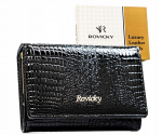 Naturaalsest nahast naiste rahakott Rovicky, must