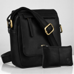 Naturaalnahast meeste kott Peterson v&otilde;tme&uuml;mbrisega, must