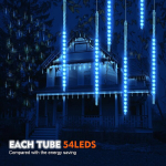 BlueFire Meteori tuled 50cm, 10 Toru, 540 LED, IP65 Veekindel J&otilde;ulutuled, Aia ja Puu Kaunistus &ndash; Sinine