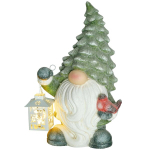HOMCOM j&otilde;ulukaunistusfiguur, j&otilde;ulumees j&otilde;ulukuusem&uuml;tsi ja laternaga, 42 cm j&otilde;ulufiguur LED-valgusega, j&otilde;ulukaunistusfiguur, sise- ja v&auml;litingimustes kasutamiseks, Balta ir žalia