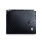 Meeste nahast rahakott Stevens, &otilde;huke, must, RFID kaitsega