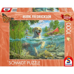 Schmidt Spiele pusle Mark Fredrickson: Hundeliebe - gelber Labrador on Fischjagd (1000-osaline)