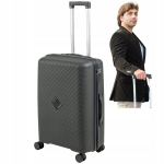 Keskmise suurusega must ratastel kohver lennureisideks, 74 l mahuga, moodne ja vastupidav, Wowbag 7900 M dark grey