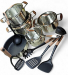 Kvaliteetne Roostevabast Terasest Pottide Komplekt, 16 Osa, Premium