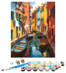 Numbrite j&auml;rgi maalimine &ndash; pilt, v&auml;rvid, pintslid, komplekt &bdquo;Venice canal&ldquo;, 40 &times; 50 cm