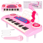 Laste klaver 37 klahvi mikrofoniga, roosa, USB, MP3