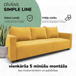 Klassikaline diivanvoodi Simple Line pesukastiga, Podrez, kollane