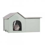Soojendatud kassimaja varikatusega &ndash; 67 &times; 56 &times; 41 cm, roheline