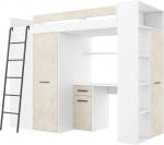 Korrusvoodi Meblocross Verana L 200x90 cm, valge/mandli, MDF