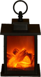 Dekoratiivne kamin-latern, must, LED-ga