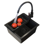 Graniit valamu k&ouml;&ouml;gisegisti sifoon komplekt Granitan Nano must