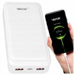 Akupank Powerbank 20000 mAh USB-C sisend 2xUSB-A v&auml;ljund + USB-C 5V 3A valge VA0341W Vayox