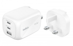Belkin BOOSTCHARGE 100W 2C1A Seinalaadur vahetatavate pistikutega (UK, EU, US), Valge