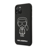 Karl Lagerfeld iPhone 11 Pro Silikoon Ikonik Valge Kontuur Must