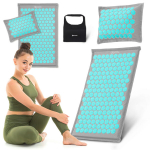 ECO akupressuurimatt koos padja ja kotiga HyperMotion 68 cm, hall-m&uuml;ndiroheline (kookoskiud + tatrakestad)