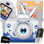 Digikaamera Laste digikaamera m&auml;ngudega, 32 GB m&auml;lukaart, Vaiki&scaron;kas skaitmeninis fotoaparatas su žaidimais, 32 GB atminties kortelė