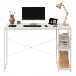 Arvutilaud, loft-stiilis valge, modernne, elegantne, riiulitega, t&ouml;&ouml;stuslik laud