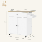 K&ouml;&ouml;gisaar ratastega, kokkupandav lauaplaat, sahtel, riiulid, k&auml;ter&auml;tikuivati, maitseainete riiul, valge