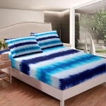 Pehme Tie Dye Boho voodipesukomplekt kummiga linaga Loussiesd sinine 3-osaline