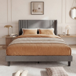 Kaheinimesevoodi 140x200cm liistudest raamiga, linane, moodne stiil, hall