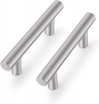 Roostevabast terasest m&ouml;&ouml;bli k&auml;epidemed, T-kujulised, satiinnikkel, 10,2 cm, 5 tk.