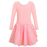 Pikkade varrukatega balleti trikoo tutu-seelikuga Balerina, 140 cm, Roosa, 140 cm