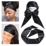 Satiinist moodne siidist parukapael Scarf Wig Grip 137x11,5 cm must