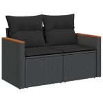 10-osaline aiasofa komplekt patjadega Must Pol&uuml;rattan Akaatsia,3-osaline aia s&ouml;&ouml;gikomplekt patjadega Must Pol&uuml;rattan Akaatsia