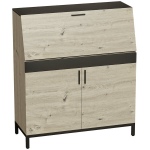 Sekret&auml;rilaud, 100x40x115 cm, naturaalne puit ja must, metallraam