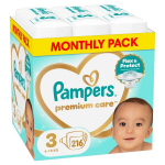 Pampers Premium Care Tape m&auml;hkmed, suurus 3, 216 tk.