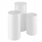 Lillealus, 3-osaline &uuml;mmargune silindrikujuline postamentide komplekt, 60x75x90 cm, valge, PVC