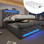 &Uuml;heinimese pehme voodi LED-valgusti, USB ja h&uuml;draulilise hoiukastiga 90x200cm koos madratsiga 1 tk