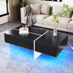 L&auml;ikiv kohvilaud, mustvalge, 100x50x34,5 cm, LED-juhtimisega rakenduse kaudu