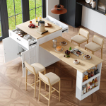 Pikendatav baarilaud sahtlite ja riiulitega 133-202x70x93,5cm 1 tk