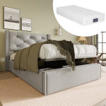 &Uuml;heinimese pehme voodi metallliistude ja hoiukastiga 90x200cm koos madratsiga 1 tk