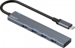 USB-C jaotur Deltaco USBC-HUB206, 4x USB-A porti, 5 Gbps, hall alumiinium