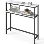 Konsoollaud 20x80x80 cm Valge Must Kiudplaadist Terasest