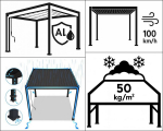 Paviljon Pergola deluxe wall 3.6x7.2, valge (seinale paigaldatav)
