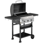 Gaasigrill 9 kW, 3 p&otilde;letiga grillk&auml;ru, roostevabast terasest, kokkuklapitav