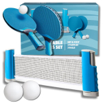 Lauatennise komplekt &bdquo;Ping Pong&ldquo;, 2 reketit, 2 palli, kokkupandav v&otilde;rk Rollnet, must, maksimaalne pikkus 165 cm