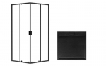 Ruudukujuline du&scaron;ikabiin Besco Zarya koos Axim alusega, 90 x 90 x 190 cm, Black+Stone Effect Black