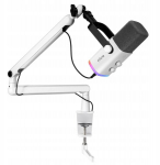 Fifine Tam8 valge d&uuml;naamiline stuudiomikrofon Xlr/usb ja alusega