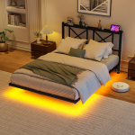 Topeltruumi voodiraam, LED-valgustus, USB, 120x200 cm