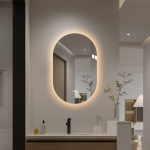 LED vannitoa peegel, 50x80cm, ovaalne, raamita, 3 v&auml;rvi, 1 tk