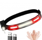 LED pealamp igak&uuml;lgse induktiivse 230&deg; valgustusega, 350 luumenit, C-t&uuml;&uuml;pi laetav esilatern, valge/punane tuli IPX4