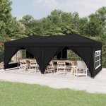 vidaXL kokkupandav peotelk k&uuml;lgseintega, must, 3 x 6 m