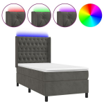 vidaXL kontinentaalvoodi madratsiga ja LED, tumehall, 80x200 cm, samet